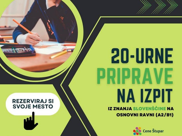 PRIJAVITE SE NA 20-urne PRIPRAVE pred IZPITOM SLOVEŠČINE (A2/B1)