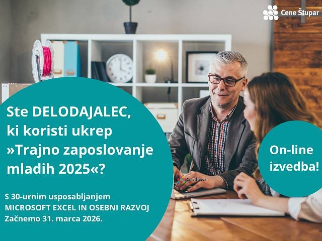 Ste DELODAJALEC, ki koristi ukrep »Trajno zaposlovanje mladih 2025«?