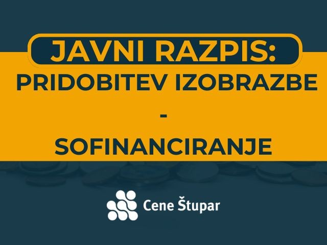 JAVNI RAZPIS: Pridobitev izobrazbe-sofinanciranje