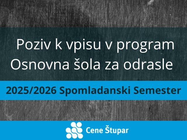 Poziv k vpisu v program Osnovna šola za odrasle 2025/2026 - Spomladanski semester